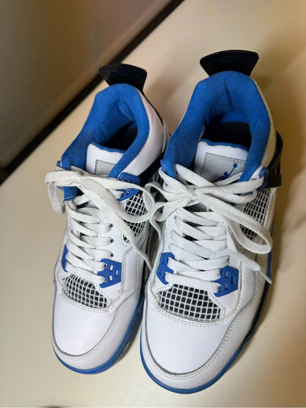 Jordan Kids White and Blue Retro Basketball Sneakers